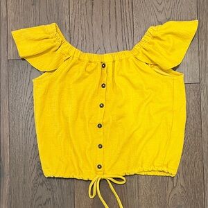 Madewell Yellow Off-Shoulder Button-Down Top M
